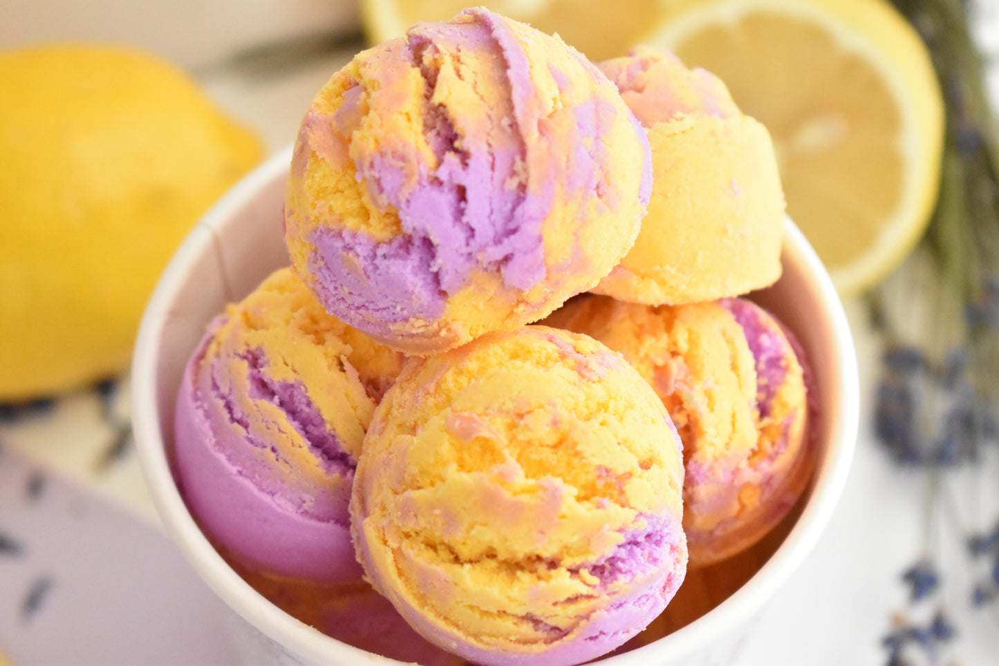 Lemon Lavender Bubble Scoops - Small Batch Soaps