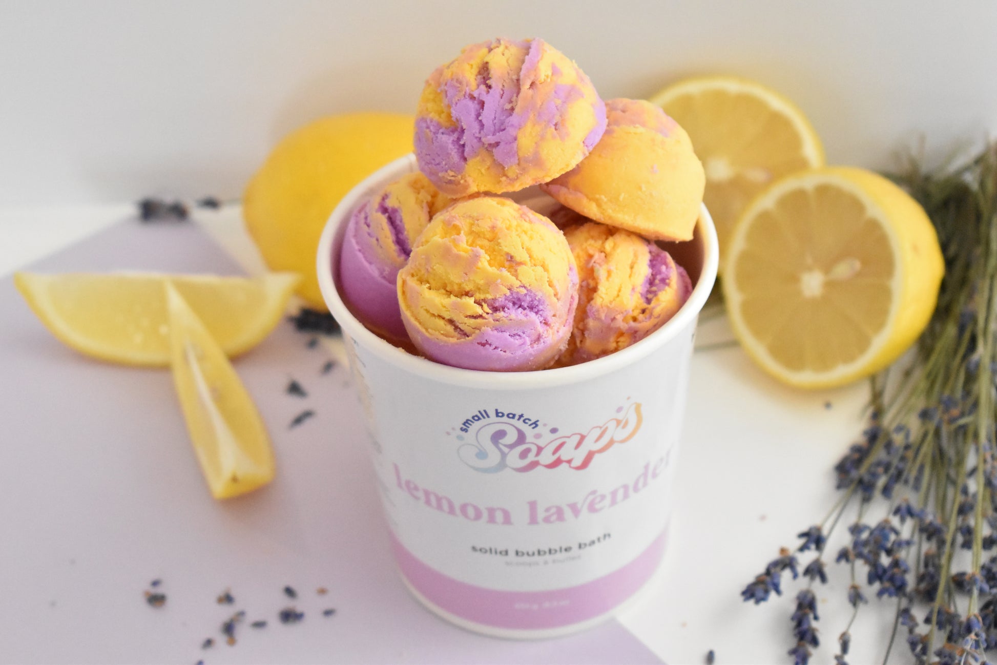 Lemon Lavender Bubble Scoops - Small Batch Soaps